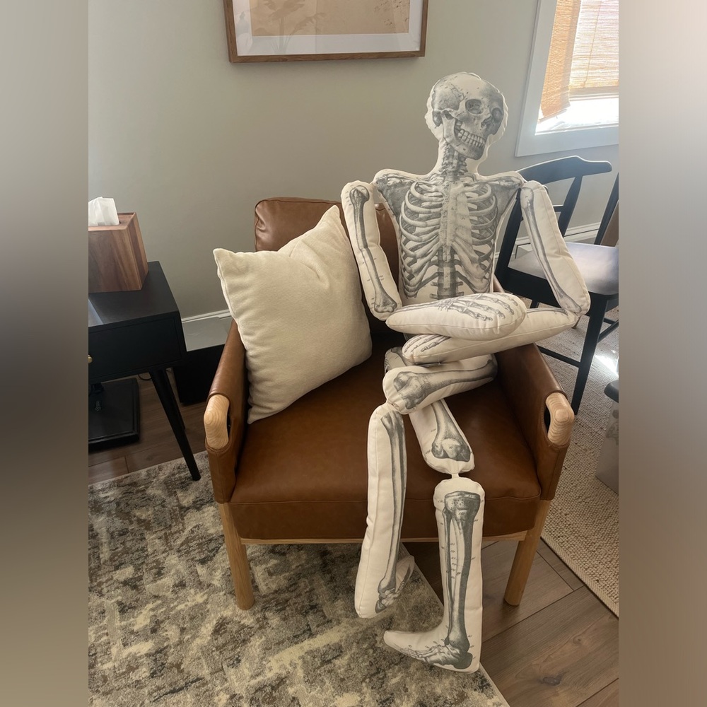 John Derian life size skeleton pillow